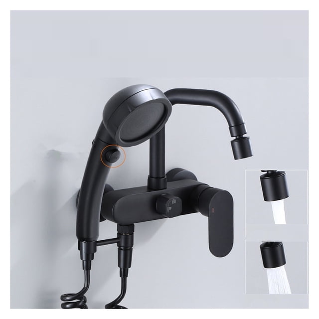 Tuqiu Kitchen Faucet With Spray Gun Swivel Kitchen Sink Mixer Tap Hot & Cold Wall Mounted With Spray Gun Rotating Sink Mixer ,Effortless Installation