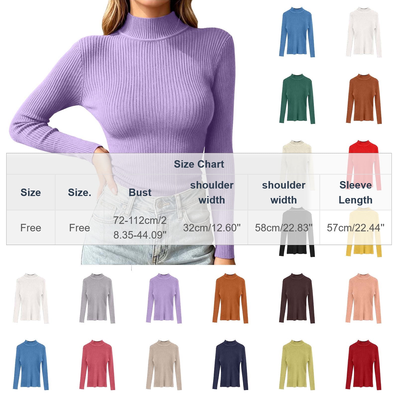 Vynhevius Womens Tops Solid Long Sleeve Mock Turtleneck Ribbed Slim Fit Casual Fall Winter Soft Basic Layering Pullover Shirts
