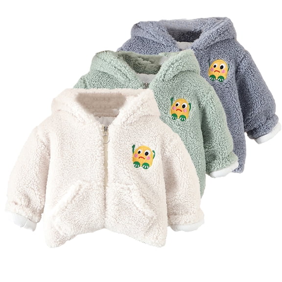 KYAIGUO Baby Girls Full-Zip Fleece Jacket Coat Toddler Boys Winter Cartoon Mock Outwear with Hoodie 1-6T