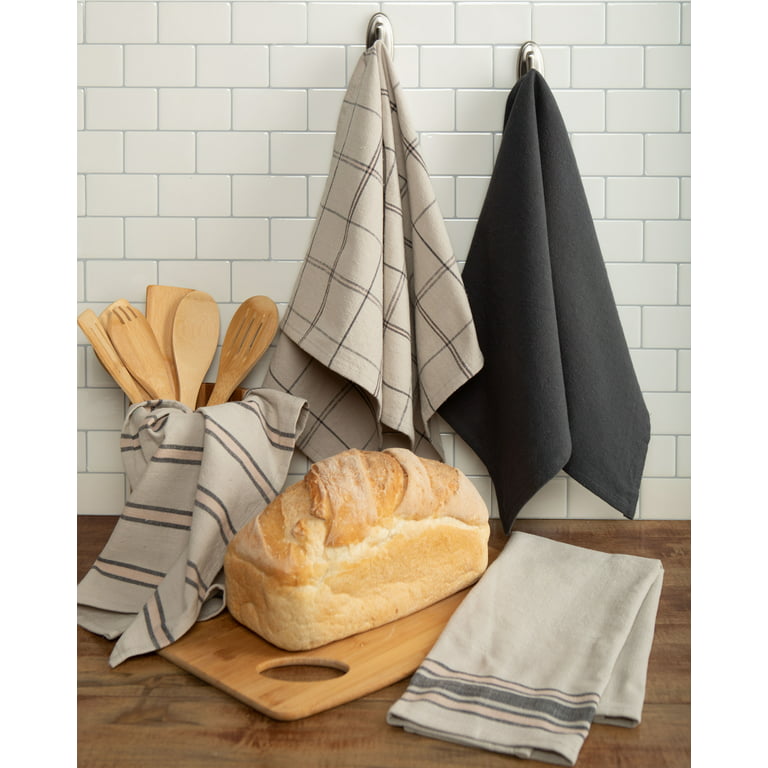 LANE LINEN Kitchen Towels Set - Pack of 4 Cotton Dish for Drying Dishes,  18”x 28”, Hand Towels, Tea Kitchen, Quick Towel Slate Grey