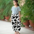 thumbnail image 2 of DISNIMO Cow Print Pants for Girls Harem Pants High Waist Joggers Casual Beach Pants for Girls Elastic Waist Pants for Kids Long Baggy Pants for Girls Polyester Pants for Girls Trousers Age 13-16, 2 of 7