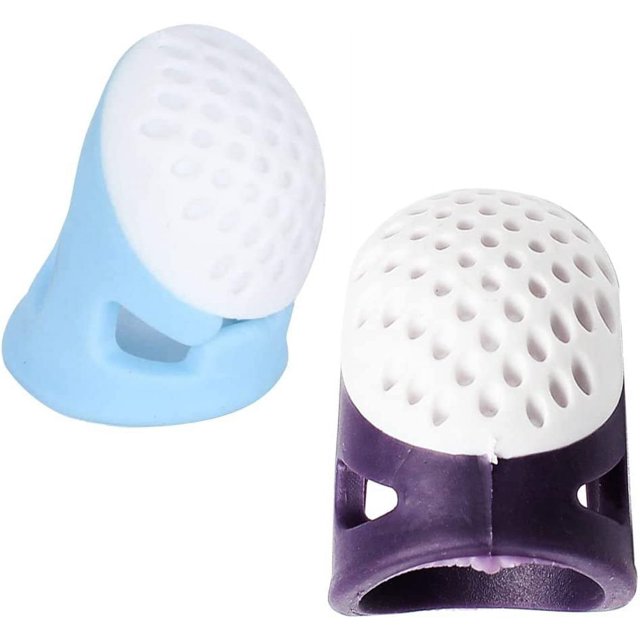 Dedal de silicona de 2 tamaños para dedos, protector de pulgar, para coser, tejer y acolchar