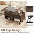 thumbnail image 3 of Barara King 31.5Inch Lift-Top Coffee Table with Hidden Storage and 2 Open Shelves, Living Room Small Tables for Living Room, Dining Room, Home Office, Brown, 3 of 8