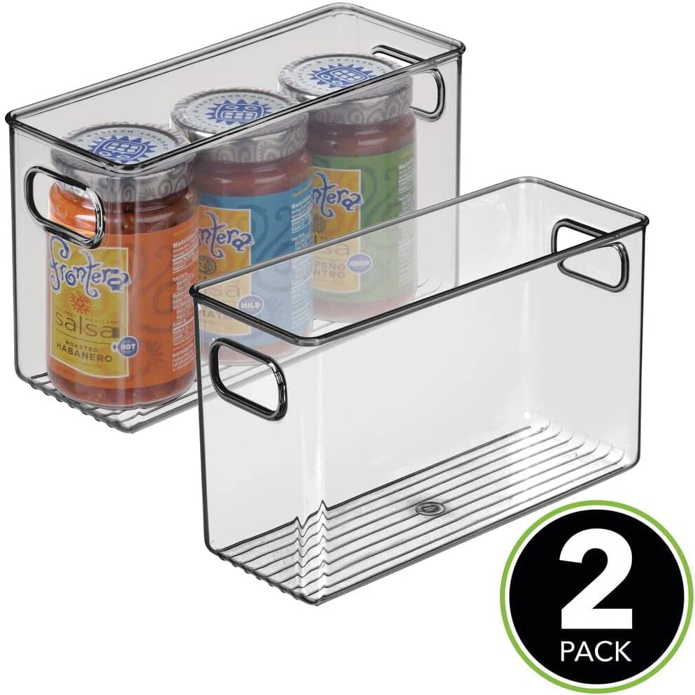 2 Pack mDesign Plastic Kitchen Pantry Cabinet Food Storage Bin Smoke Gray 