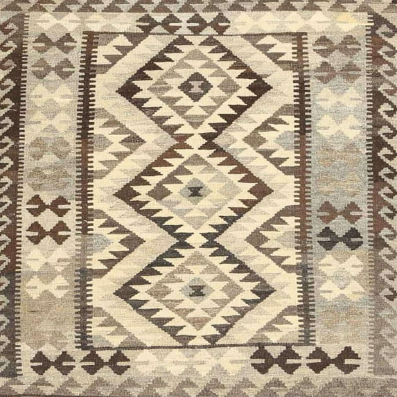 Ahgly Company Indoor Square Contemporary Dark Almond Brown Southwestern Area Rugs, 3' Square