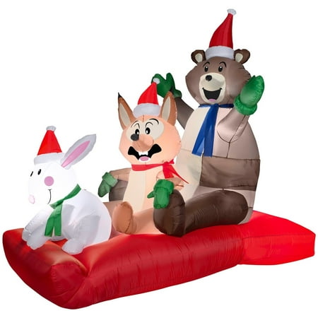 Christmas Airblown Inflatable - 6.5' Animated Airblown Woodland Sled Scene Christmas Inflatable