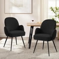thumbnail image 6 of Black Dining Chairs Set of 2, Modern Boucle Fabric Upholstered Kitchen Dining Chairs with Arms and Sturdy Metal Legs for Restaurant Cafe Living Room Bedroom, 6 of 9
