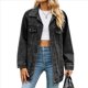 thumbnail image 1 of Chaquetas Vaqueras para Mujer, Modernas Chaquetas Vaqueras Estilo Camionero con Botones, Mangas Largas y Dobladillo Deshilachado. Gris Negro XXL, 1 of 10