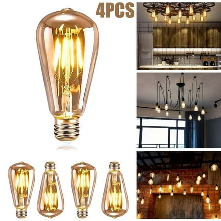 

Vintage E27 Light Bulb LED Edison Light Bulb E27 ST64 Decorative Lamp Retro Edison Light Bulb Lamp 4W Warm White for Restaurant Cafe Bar 4PCS