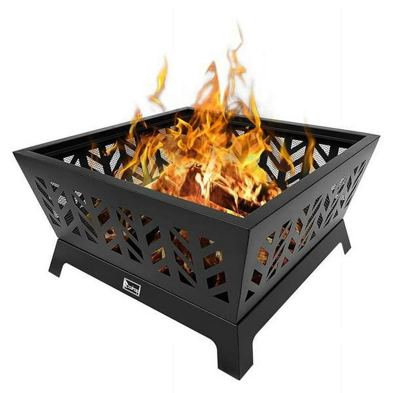 26 Inch Outdoor Wood Fire Four-Corner Pits / Heater / Heater / Black