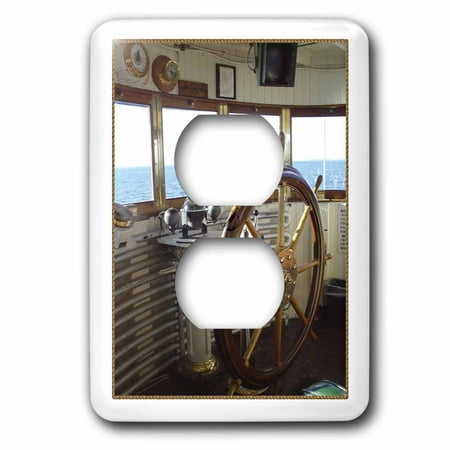 Passenger Side Wheelhouse - 3dRose Ships Wheel In Wheelhouse - 2 Plug Outlet Cover (lsp_46602_6)