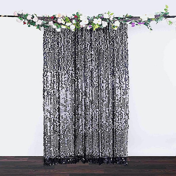 BalsaCircle 8 feet x 8 feet Black Big Payette Sequin Backdrop Curtain ...