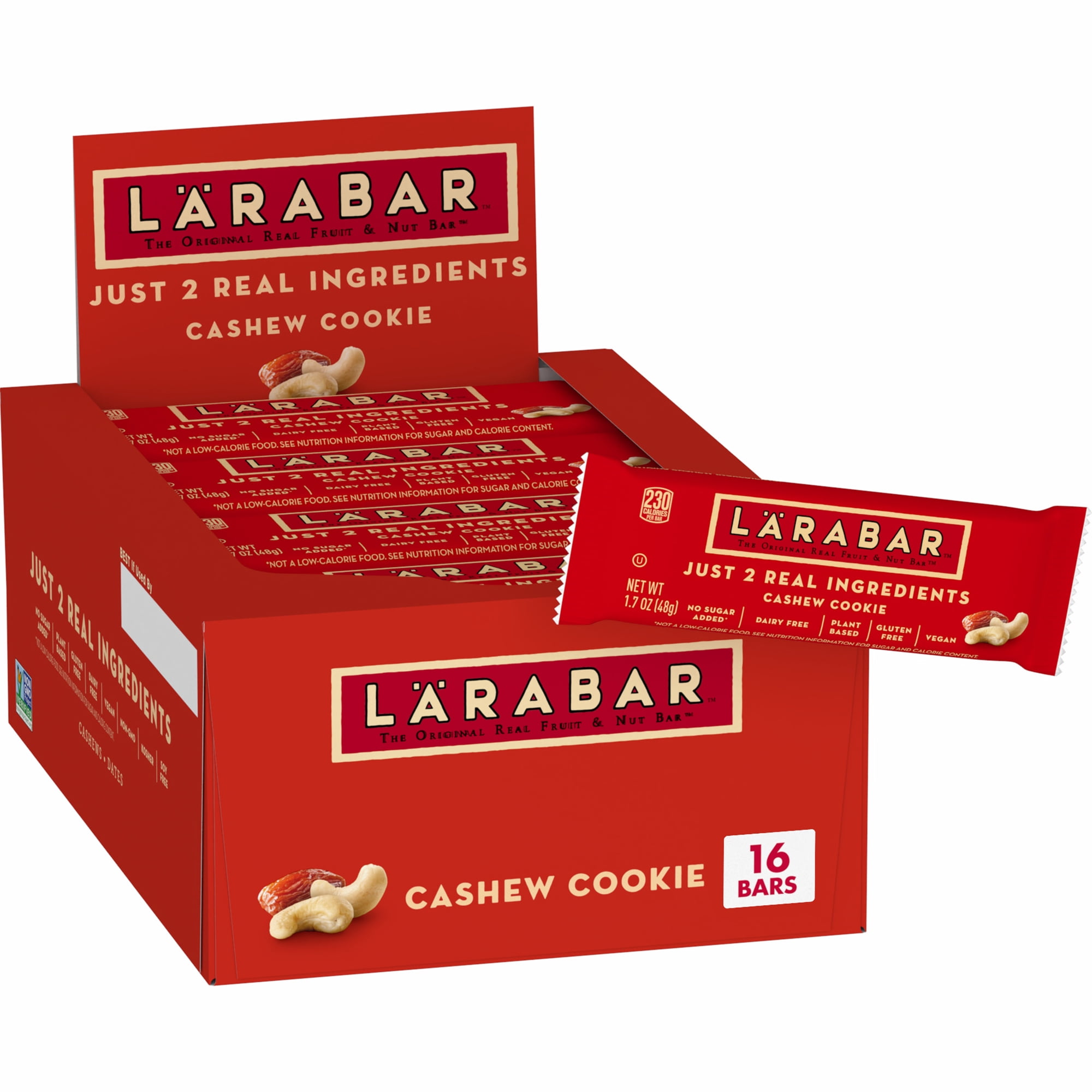 Larabar Cashew Cookie, Fruit and Nut Bars, Gluten Free and Vegan, 27.2 oz, 16 Ct