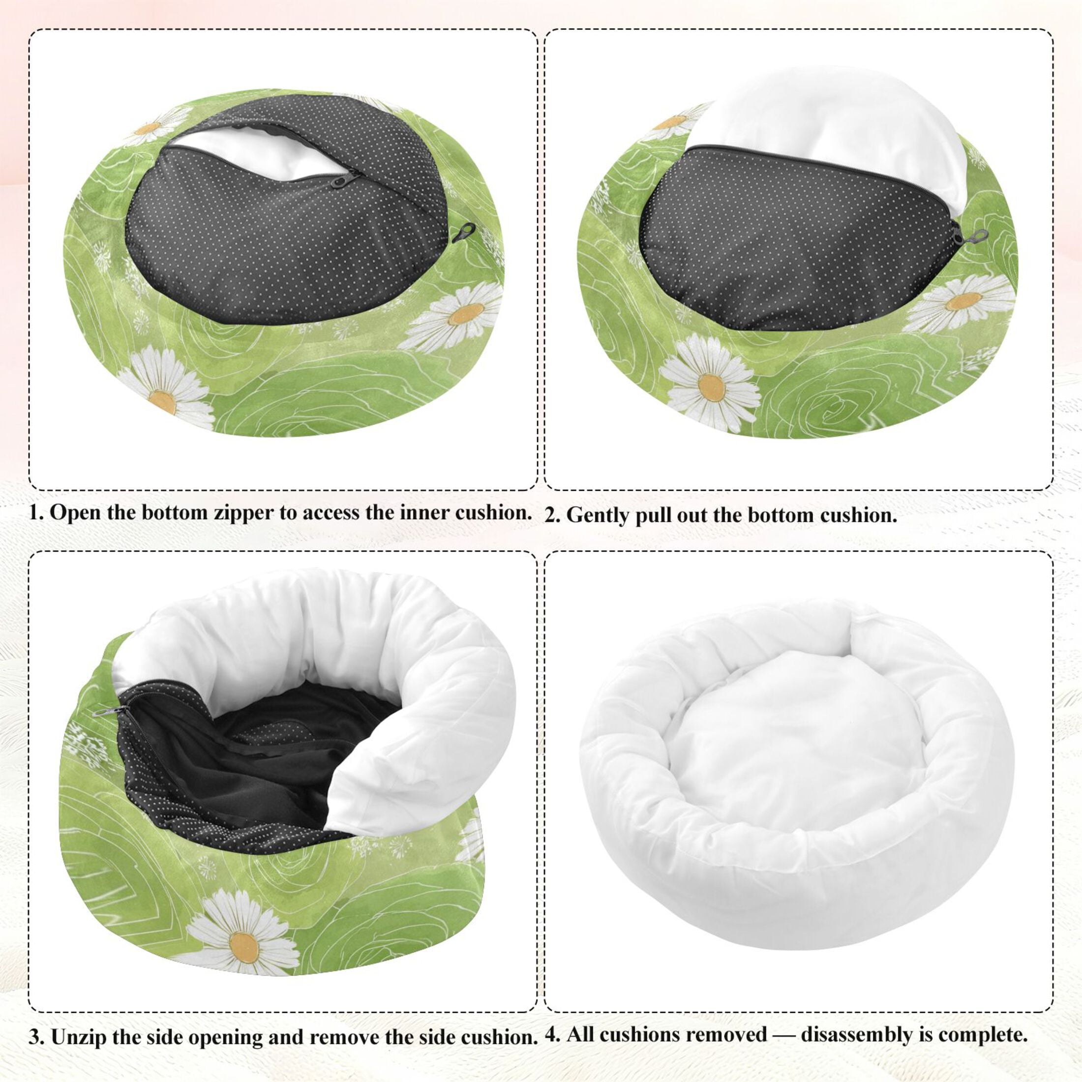 Iauyy Pet Couch Donut Cat Bed for Indoor Cats/Small Dogs Washable & Machine with Non-slip Bottom Calming Cat Furniture, Light Green Color Tone (M)
