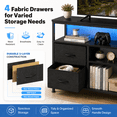 thumbnail image 5 of Tunmod 43 Inch TV Stand for 50/55 Inch TV, Entertainment Center with LED Lights & Power Outlets, Media Console Table with 4 Fabric Drawers & Open Shelves for Living Room Bedroom, 5 of 8