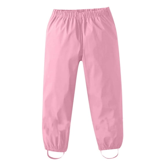 Kids Rain Pants,Girls Boys Mud Rain Pants Waterproof Trousers Jumpsuit Kids Toddler Rain Clothes Outdoor Romper,Girls Rain Pants,Pink,1-2 Years