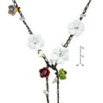 thumbnail image 6 of Chic White Daisy Floral Mix Stone Genuine Leather Lariat Wrap Necklace, 6 of 6