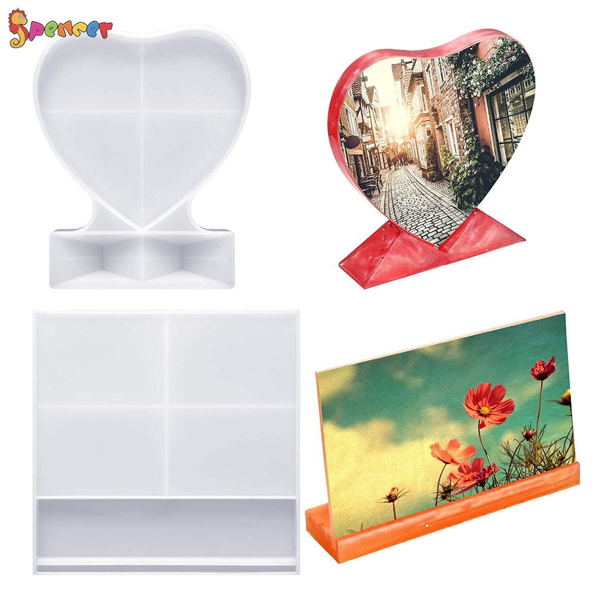 Yookat 2 Pieces Photo Frame Resin Molds Silicone Heart Molds for Resin  Heart Resin Molds Silicone Resin Mold Picture Frames for DIY Crafts Home  Decor