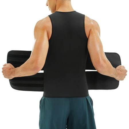 

Irisnaya Sauna Suit Waist Trainer Vest for Men Sweat Workout with Double Adjustable Waist Trimmer Weight Loss Slimming Belt(Black Large)