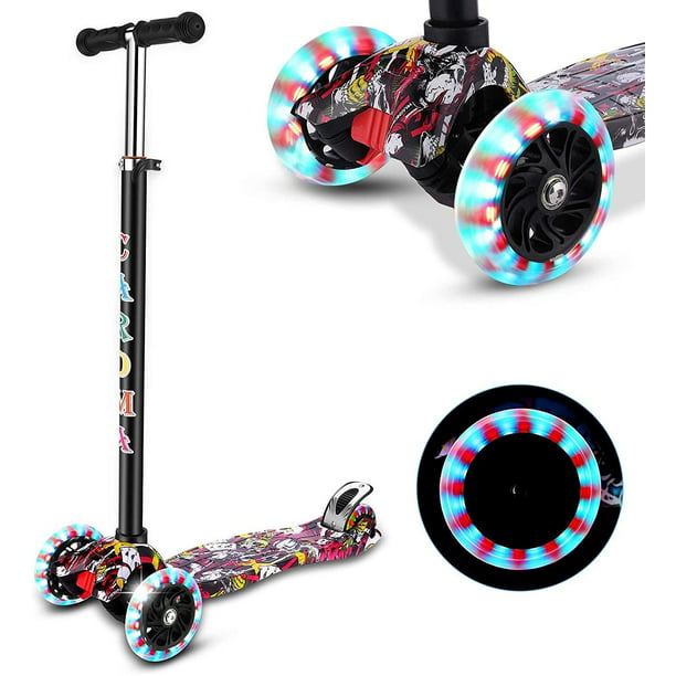 Adjustable Height Scooter for Kids with 3 LED Flash Wheels Kick 