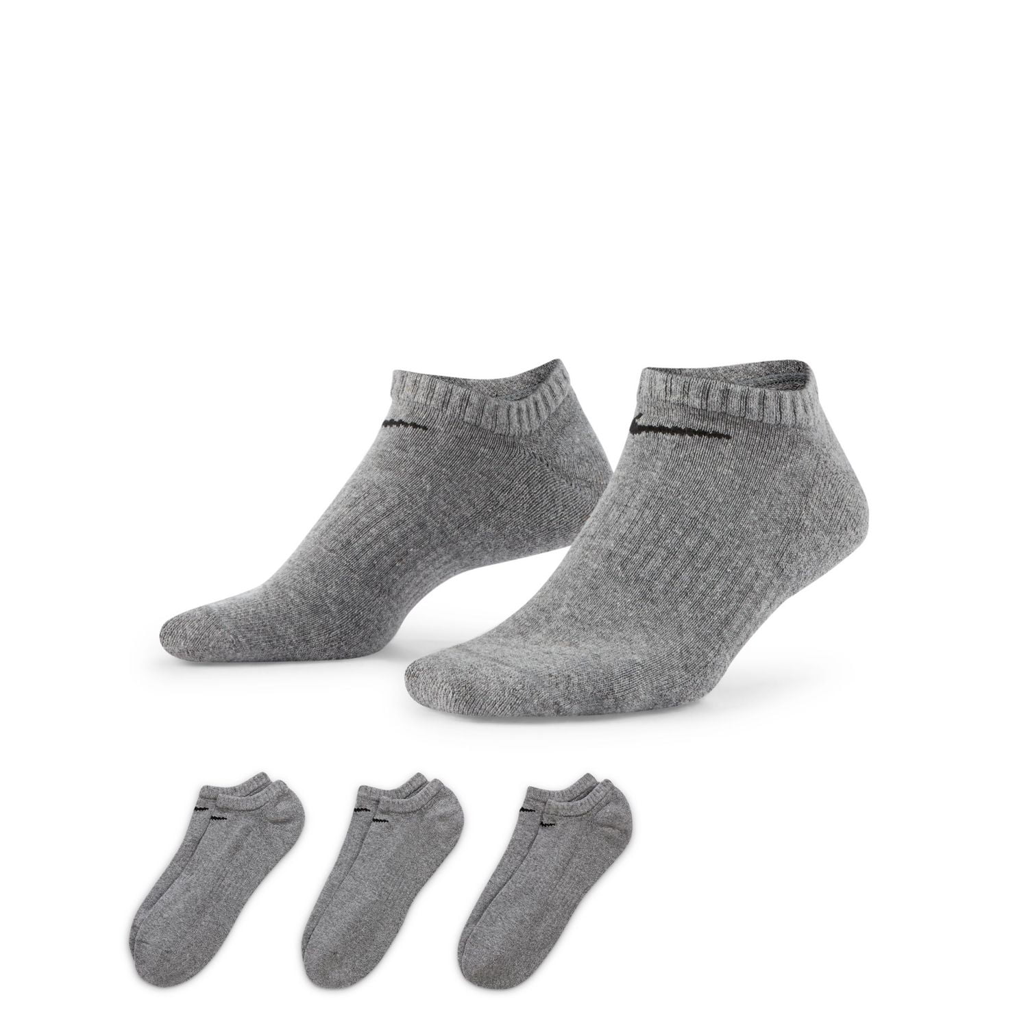 nike cushioned mid cut ankle socks three pack