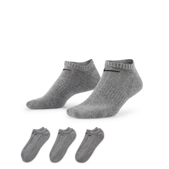Nike Everyday SX7673-064 Gray Cotton No Show Socks Size Large (3-Pack) SS333