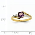 thumbnail image 2 of 14k Yellow Gold Diamond and Amethyst Cushion Gemstone Ring. Gem Wt- 0.7ct, 2 of 2