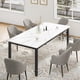 thumbnail image 5 of 70.8-pulgada long dining mesa para 4 - 6 people: grande rectangle wood kitchen mesa con sturdy metal legs y round-cornered blanca marble para moderno industrial dining room, 5 of 7