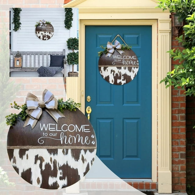 Welcome Sign Create Festive Atmosphere Creative Fashion Front Door Wreath Hanging Plaque Christmas Decoration