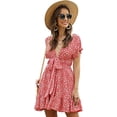 thumbnail image 1 of Minivestido evasé con escote pronunciado floral de florecitas para mujer TUNC Sencillez, 1 of 5