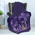thumbnail image 4 of Colorful Soft Flannel Fleece Throw Blanket, Night at Campsite Scene in the Forest Woodland Under Moon Sky, Cozy Plush for Indoor and Outdoor Use, 50" x 70", Dark Purple Lilac Violet, by Ambesonne, 4 of 5