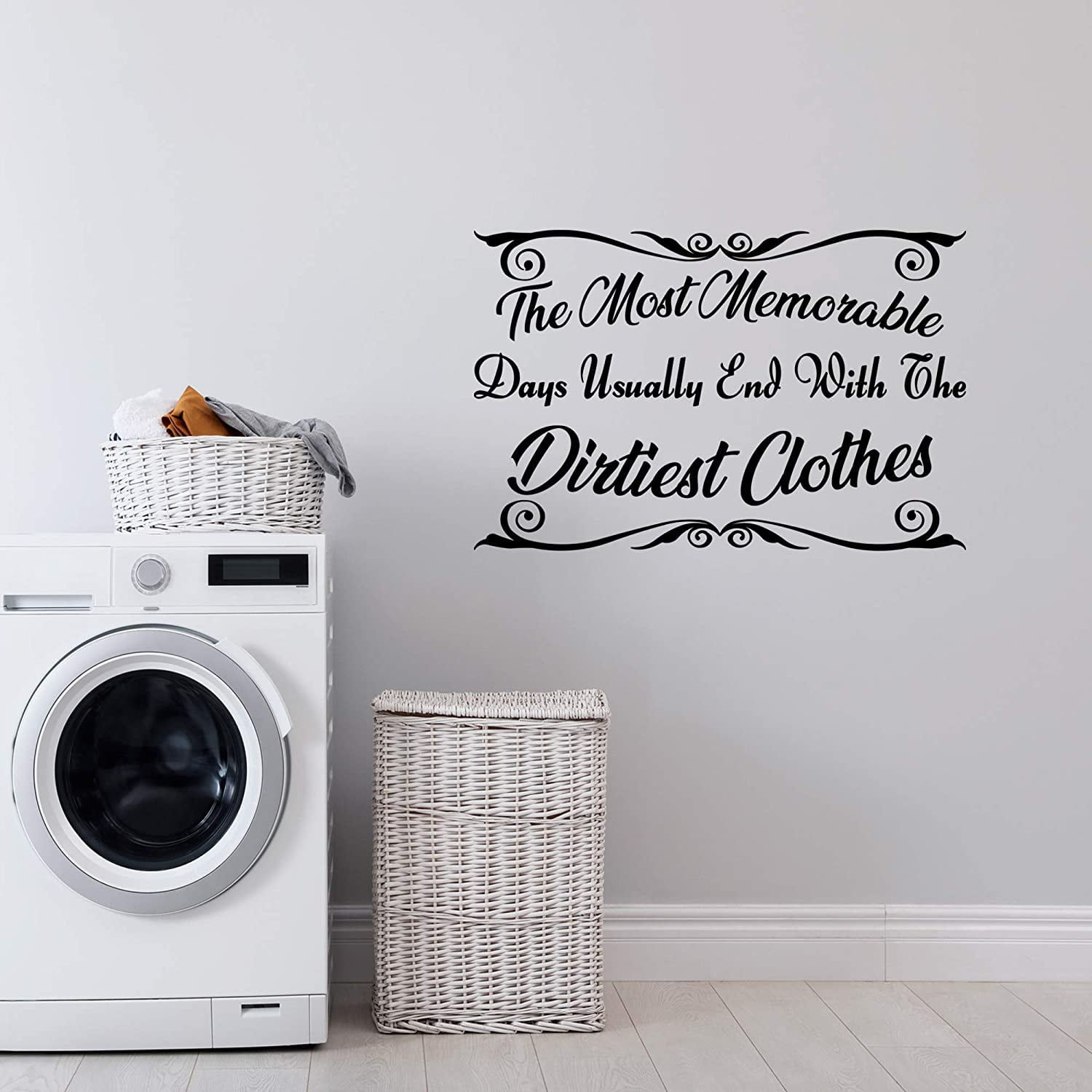 Vwaq The Most Memorable Days Usually End With The Dirtiest Clothes Wall Decal Laundry Room Quotes Decor Stickers Walmart Com Walmart Com Laundry Room Quotes For Walls