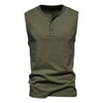 thumbnail image 4 of DYMADE Men's Activewear Sports Fitness Round Neck Sleeveless Button Pure Casual Tank Tops, 4 of 4