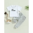 thumbnail image 2 of Kids Boys Girls Short Sleeve Round Neck Letters Print Tops Drawstring Jogger Pants Casual Outfits, 2 of 7