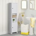 67” Wood Free Standing Bathroom Linen Tower Storage