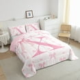 thumbnail image 3 of Pink Bow Comforter Set,Initial Letter X Chic Romantic Bedding Set Teens Bedroom,Princess Style Bowknot Love Hearts Girly Fairy Quilt Set,Kawaii Pink 2 Pcs with 1 Pillowcase,Twin, 3 of 6