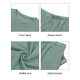 thumbnail image 5 of ValueVibe Women Pajamas Sets Waffle Knit Lounge Sets Long Sleeve Top and Shorts Outfits Loungewear with Pockets, Green S, 5 of 6