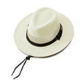 thumbnail image 2 of POIUYTR Panama Hat Sun Hats for Men Fedora Straw Beach Hat Classic Straw Boater Hat with Drawstring, 2 of 5