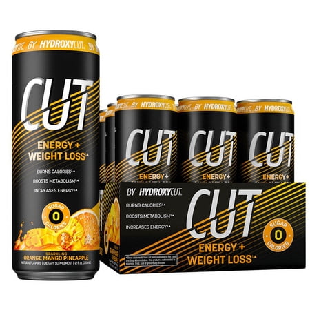 CUT by Hydroxycut Energy Drink, Orange Mango Pineapple 12oz, 12ct