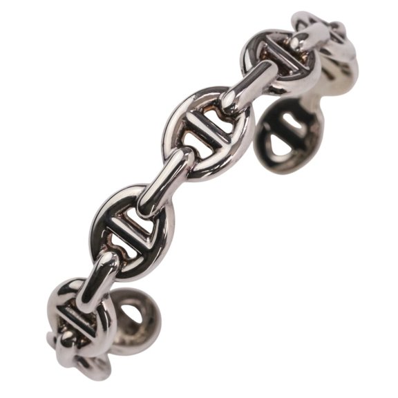Pre-Owned Hermes Chaine d'Ancre Enchainee SV925 Bangle Bracelet, Size SH, Silver, Women's