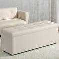 thumbnail image 4 of LEDREM 43" Foldable Storage Ottoman Bench, Ottoman with Storage 660lb Capacity, Synthetic Leather Ottoman Footstool, Beige, 4 of 8