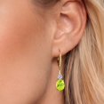 thumbnail image 3 of Gem Stone King 18K Yellow Gold Plated Silver Yellow Lemon Quartz and White Lab Grown Diamond Dangle Earrings for Women (3.87 Cttw, Oval 9X7MM), 3 of 6