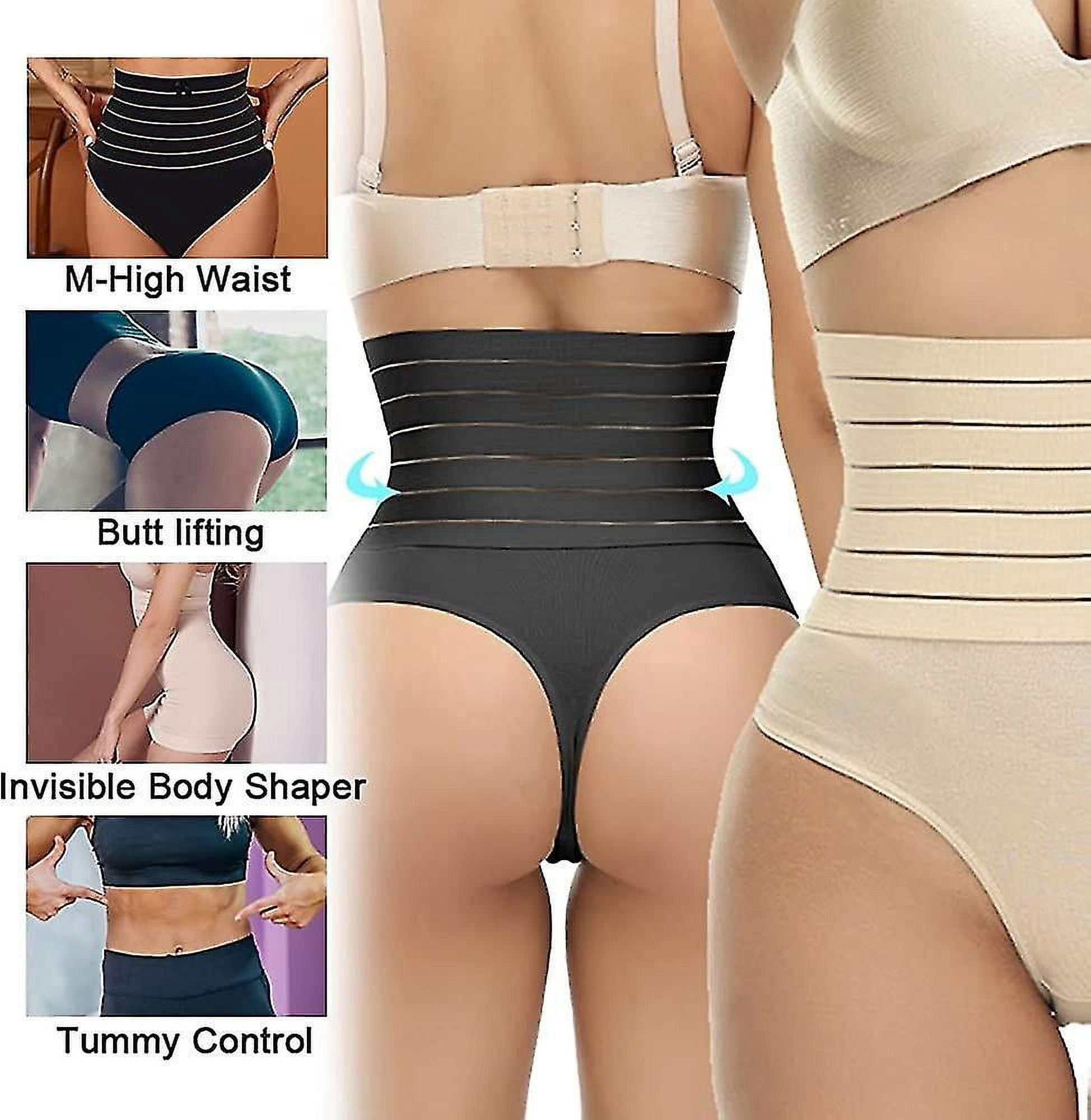 String Gainant Ventre Plat Femme - Taille Haute Invisible - Sculptant Minceur - Noir