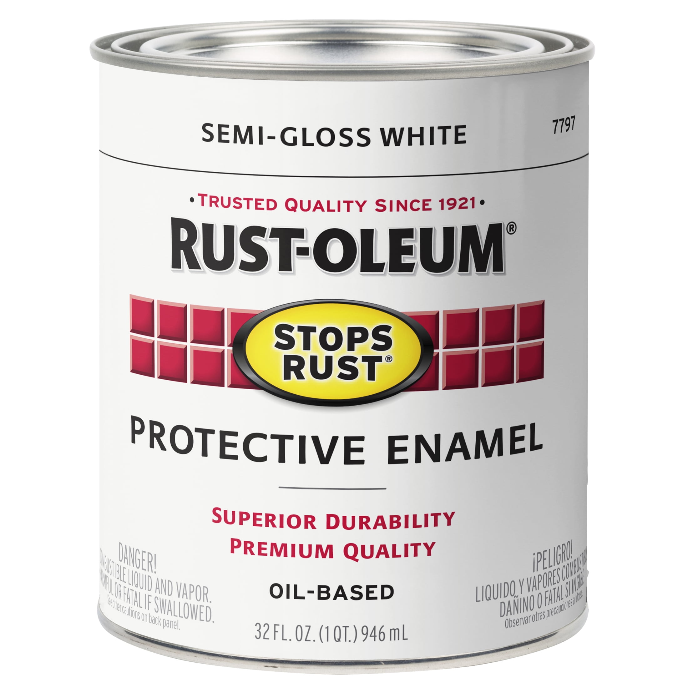 2 Pack, White, Rust-Oleum Stops Rust Semi-Gloss Protective Enamel- 7797502, Quart