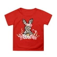 thumbnail image 1 of PMVFHDE T-Shirts Fille Manches Courtes Hauts Graphiques T-Shirts Filles T-Shirts Fille Graphiques Coupe Ample Hauts Enfants Pâques Col Rond Manches Pétales T-Shirts Couleur Unie Rouge, 8-9 Ans, 1 of 4