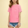 thumbnail image 3 of tarylea Girls Tops Crochet Short Sleeve Shirts Round Neck T Shirts Loose Fitted Summer Blouses, 3 of 8