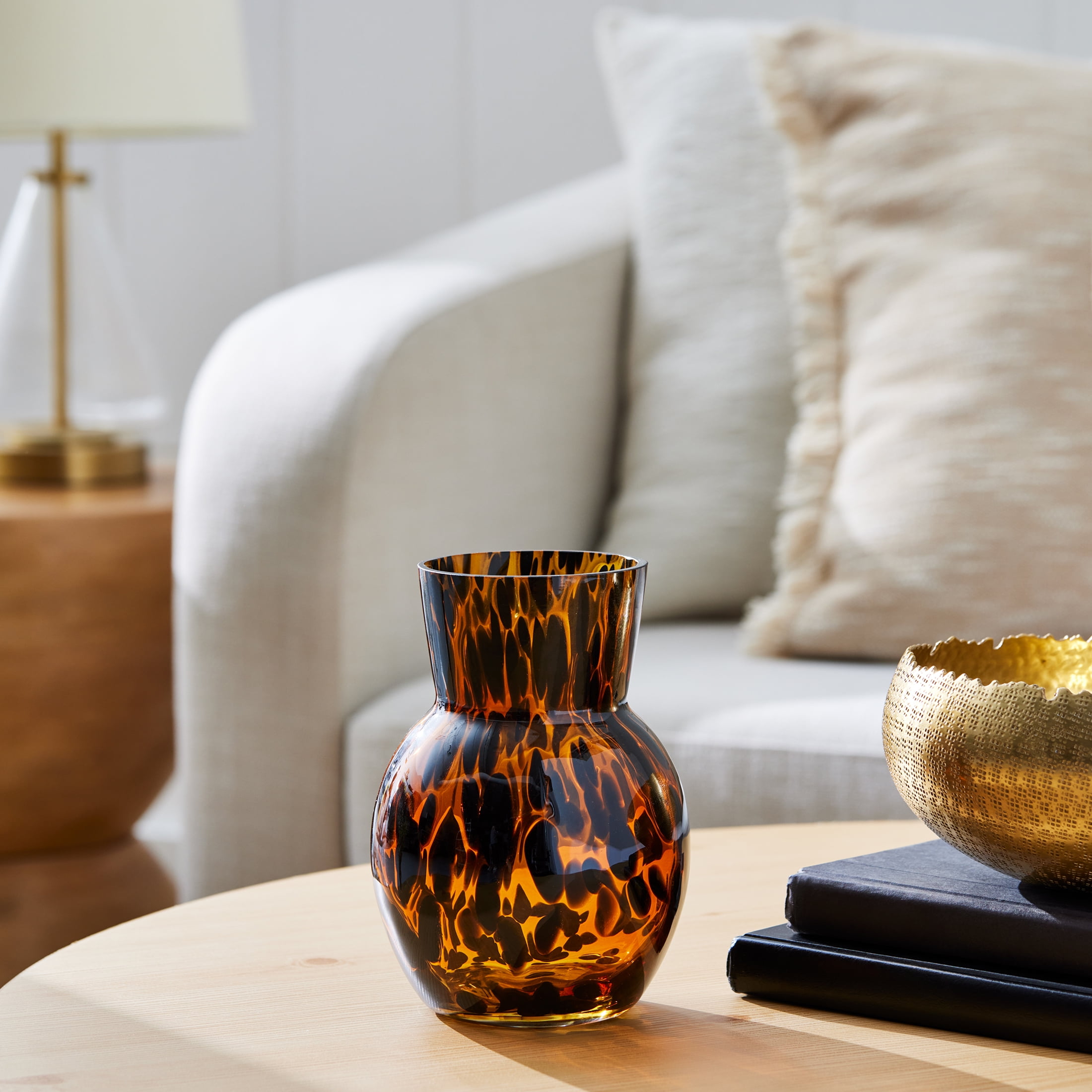 Better Homes & Gardens Tortoise Glass Vase, 7'', Brown