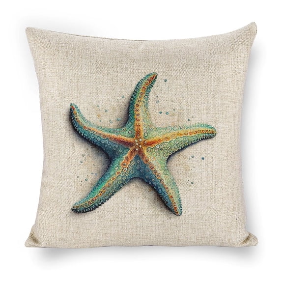 Watercolor Starfish Throw Pillow Covers Linen Pillow Cases 18x18 Inch Decorative Cushion Case Couch Pillows Cover for Sofa Bedroom Living Room Car