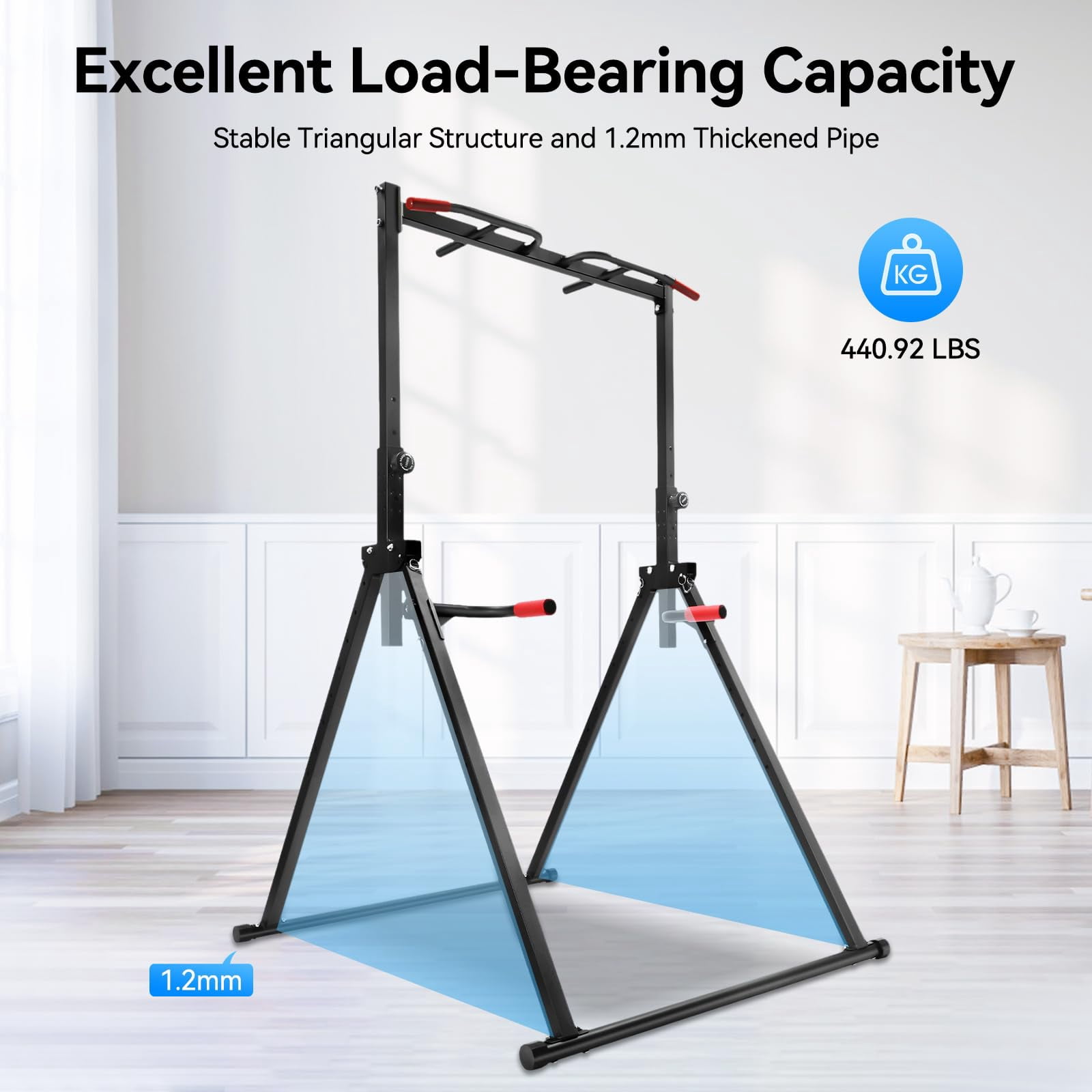 Multi-Function Pull Up Bar, Deluxe Doorway Pull Up Bar, for Chin Ups, Dips, Leg Raises, Ab Workouts, Home Calisthenics, Space Saving Design, Smooth Surface for Easy Cleaning
