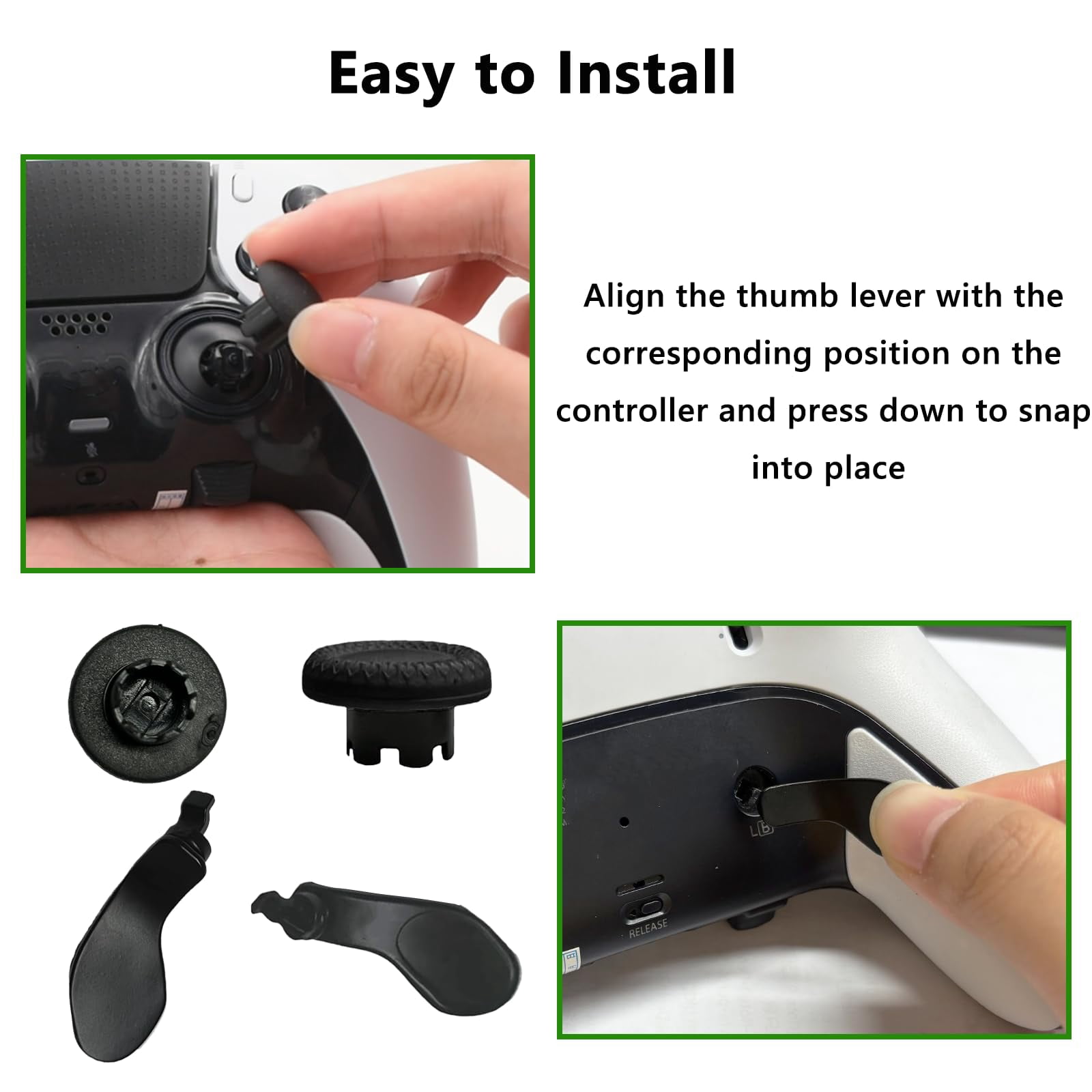 10-in-1 Metal Thumbsticks Replacement for PS5 Dualsense Edge Controller,4 Metallic Back Paddles Triggers Buttons Repair Parts for PS5 Edge Controller with 6 Analog Joysticks(Black)